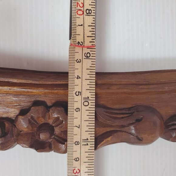 VTG Hand Carved Wooden Oval Frame Floral Boho Wall Art Frame Rustic Cottagecore - Picture 10 of 14